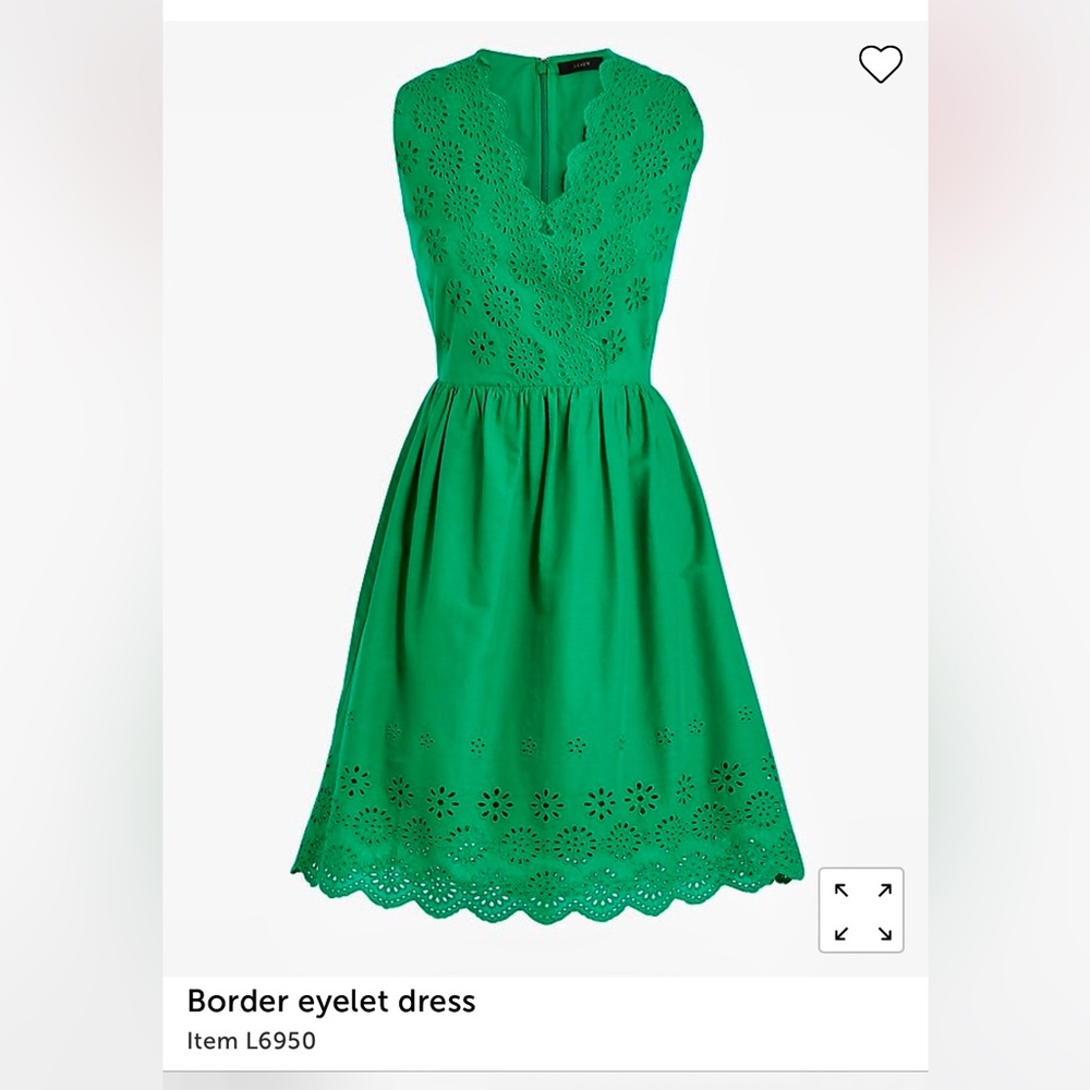 NWT J. Crew green eyelet dress, 14